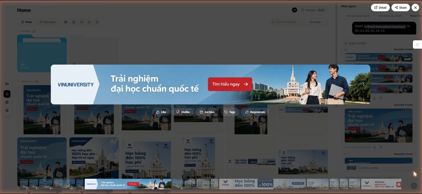 Bản 8:1 của batch 2, logo VINUNIVERSITY bên trái, headline hai dòng, CTA đỏ, ảnh khuôn viên bên phải